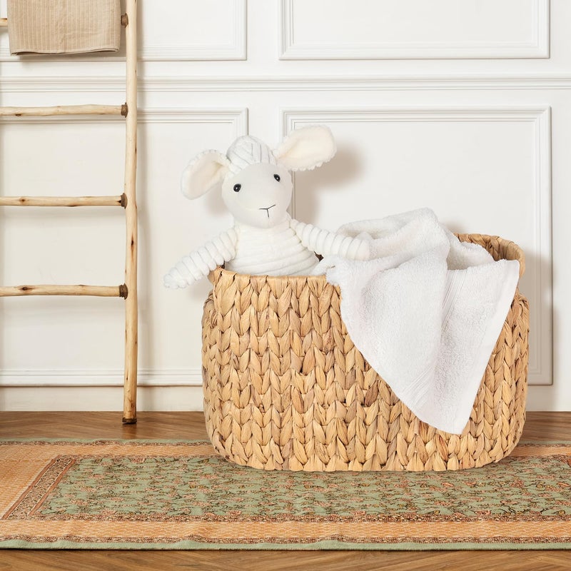 SIEUSALEVN Toilet Paper Storage Holder with Built-in Handles, Water Hyacinth Toilet Papers Holder for up to 6 Mega Rolls, Wicker Toilets Paper Baskets, Decor Bathroom Storage Basket for Countertops,Shelves - Image 2